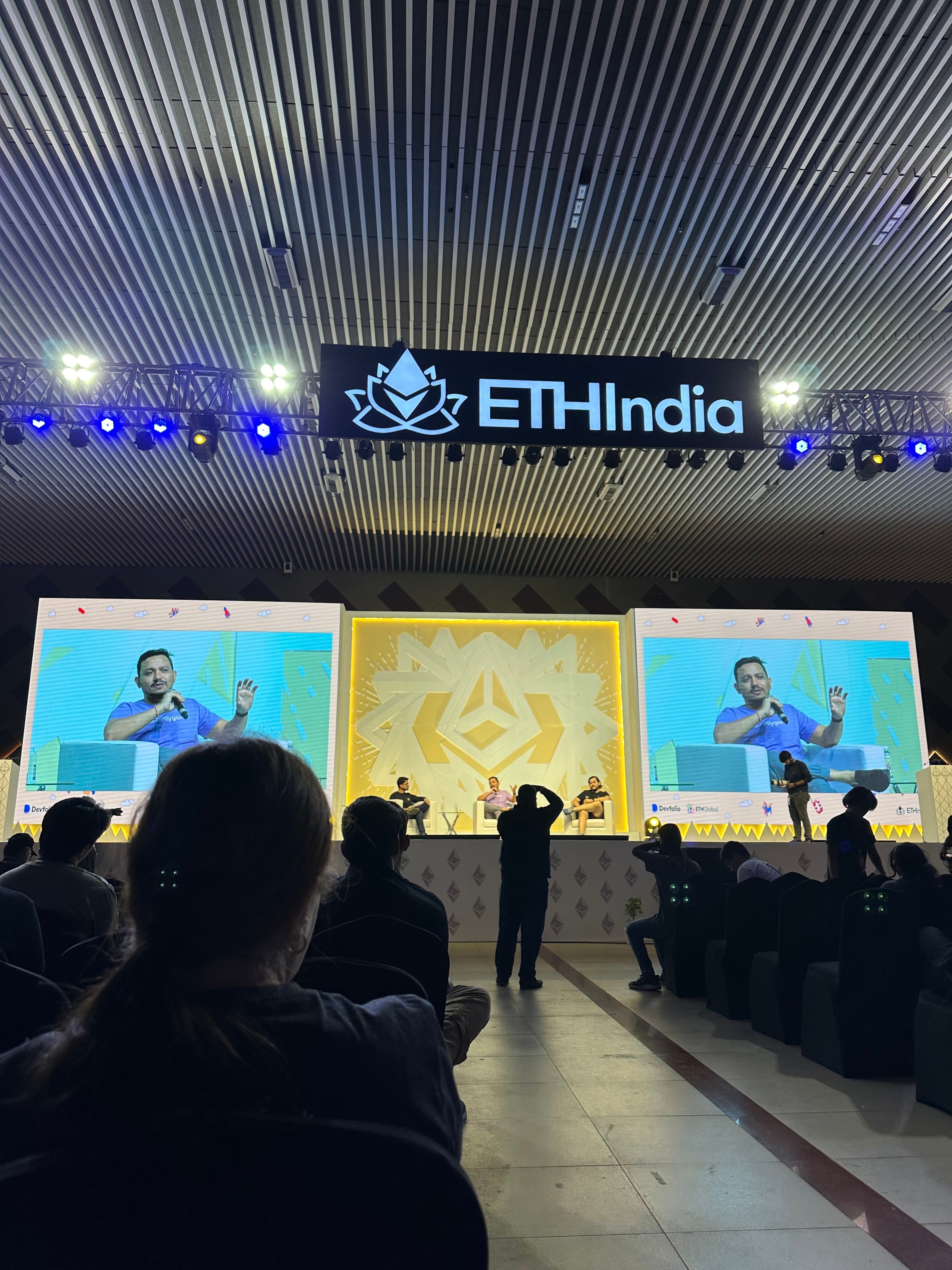 The main stage at ETHIndia, an Ethereum Hackathon I attended while traveling for work in India